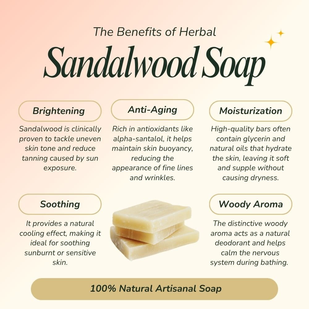 Sandalwood Soap (125g) | Pure Chandan for Skin Brightening - Image 3